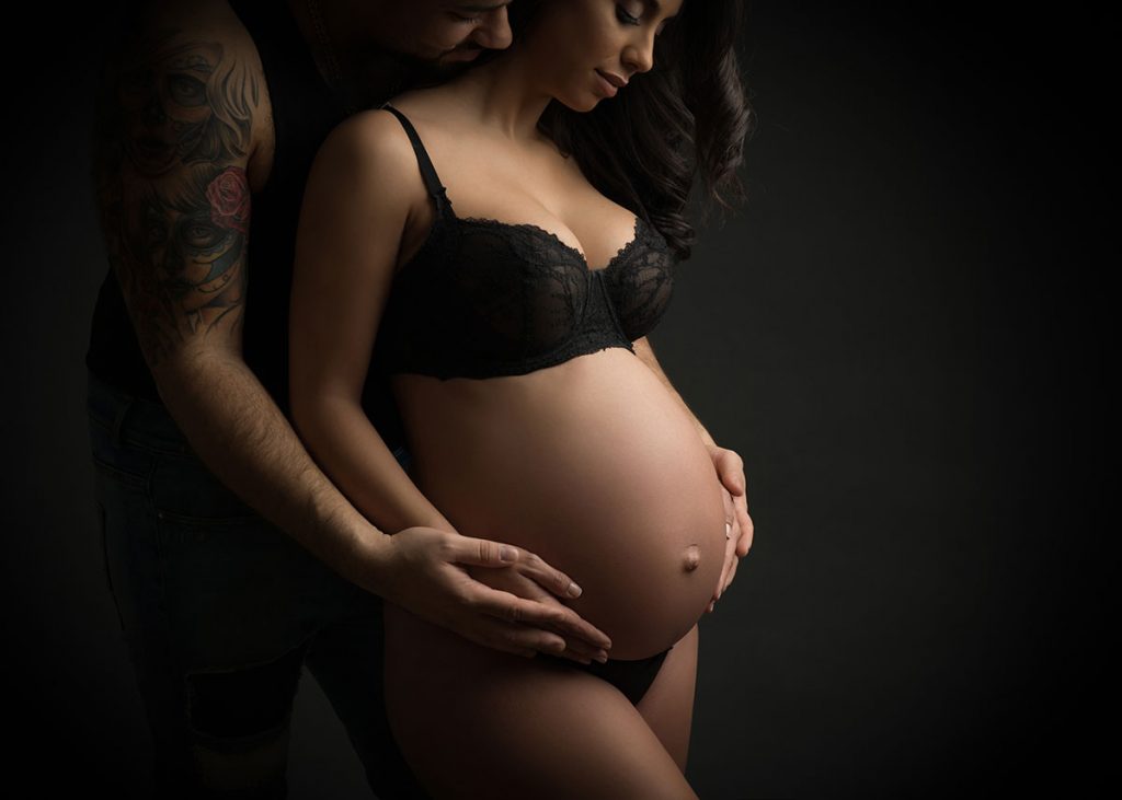 tattoo pregnant model captured by NYC Manhattan studio photographer