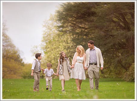 Lifestyle photo of a family in a park setting