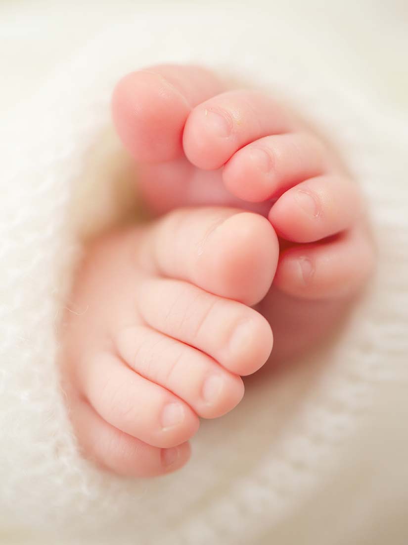 Closeup of newborn toes