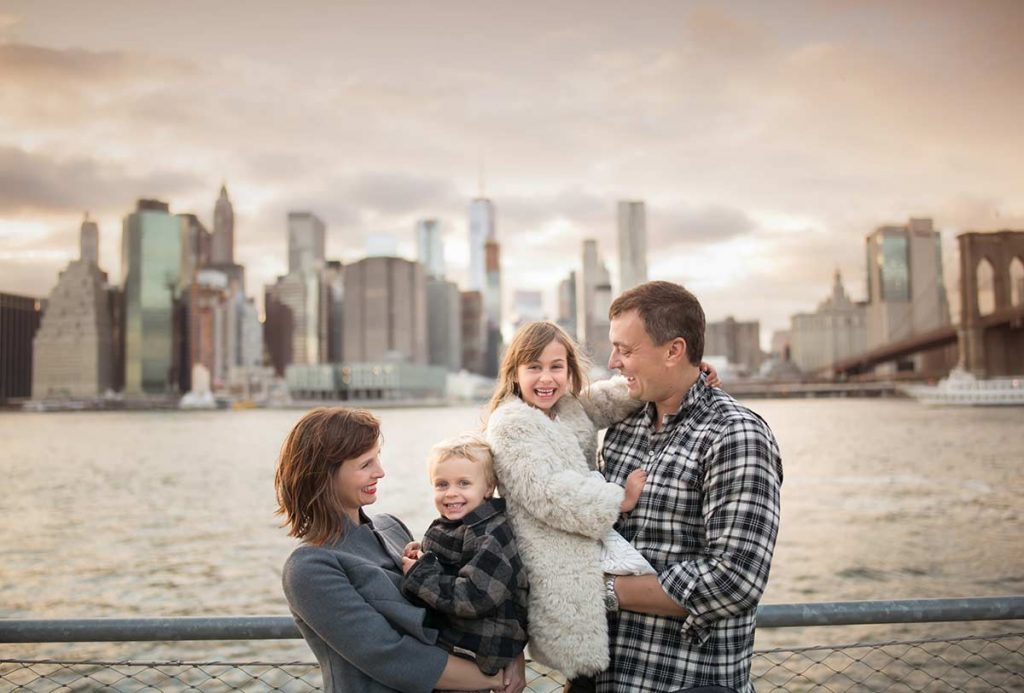 Modern family portrait in NYC downtown