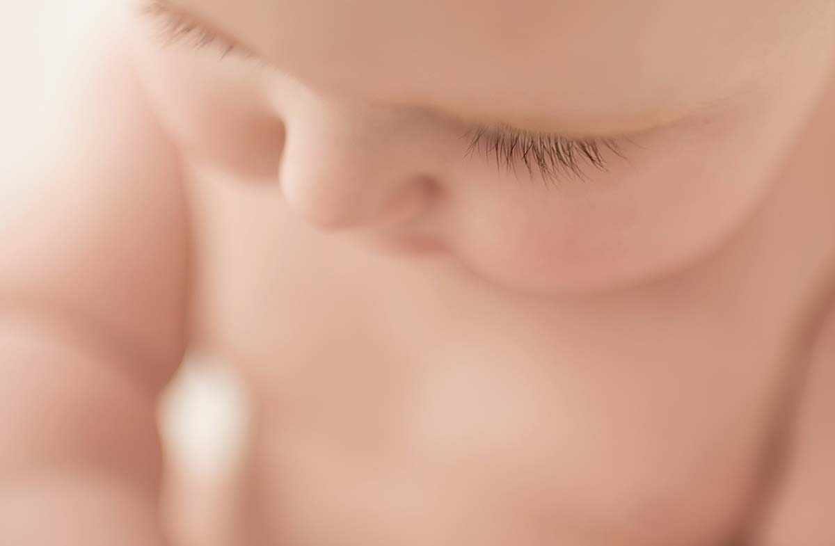 Closeup of eyelashes on a toddler