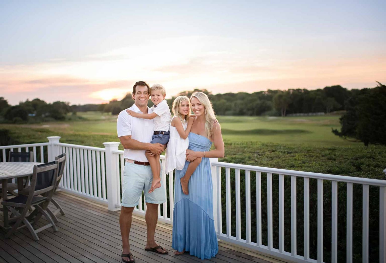 Stylish family photo on a golf course in West Hampton, NY