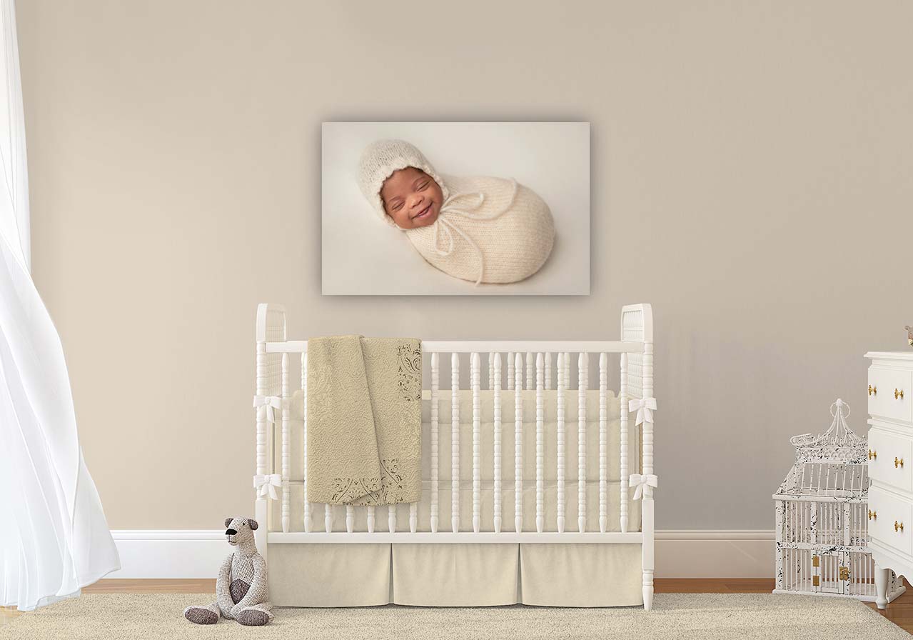 16x20 Gallery Wrap of a newborn baby in a NYC nursery