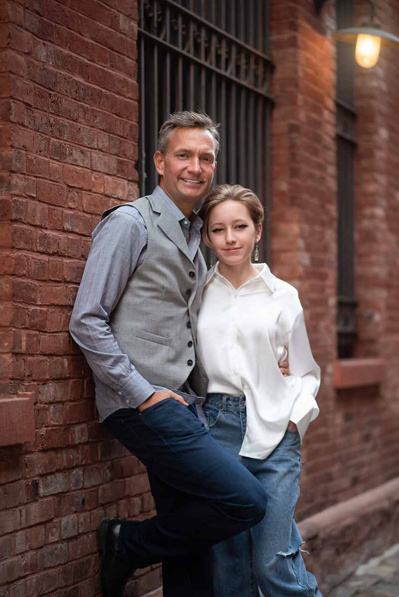 Father and teenage daughter portrait in NYC