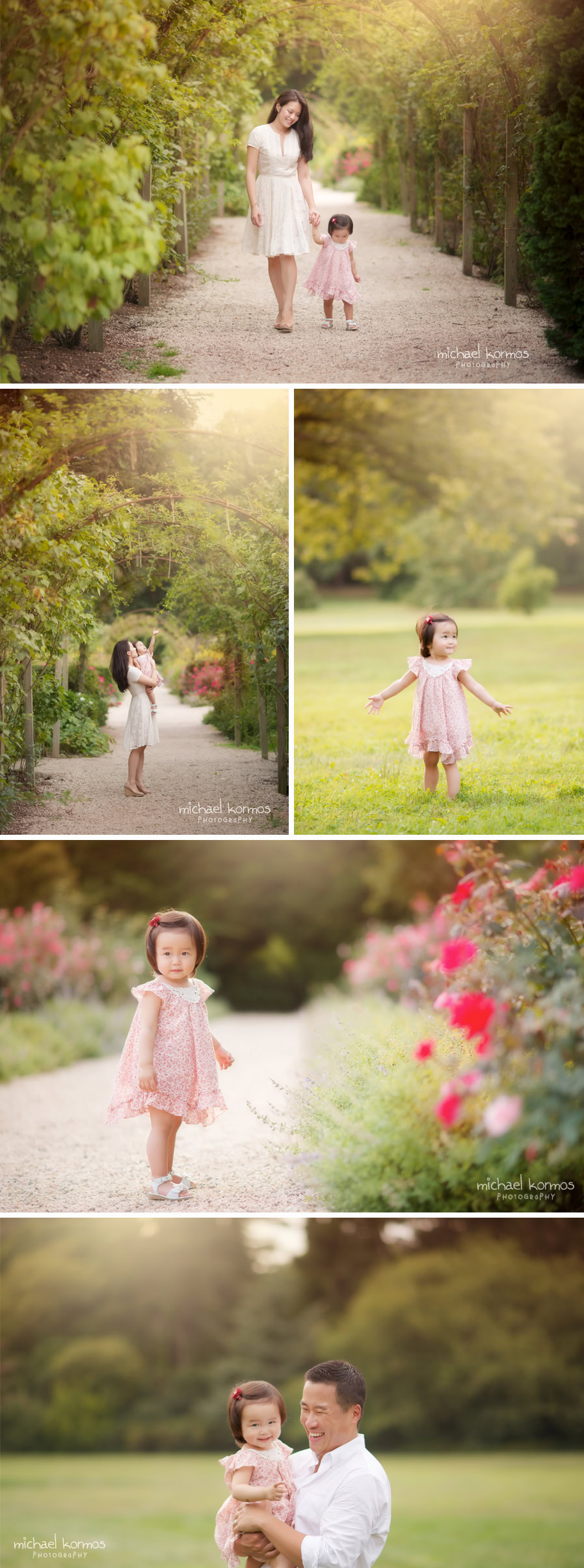 Mother and daughter strolling in botanical gardens