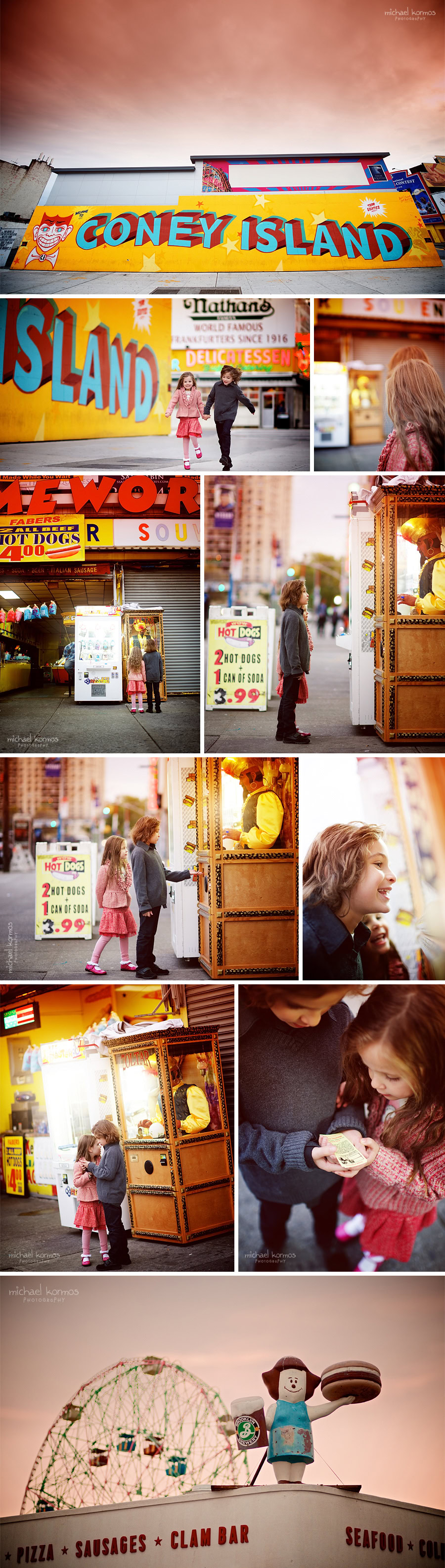 Photo of brother and sister playing at Coney Island