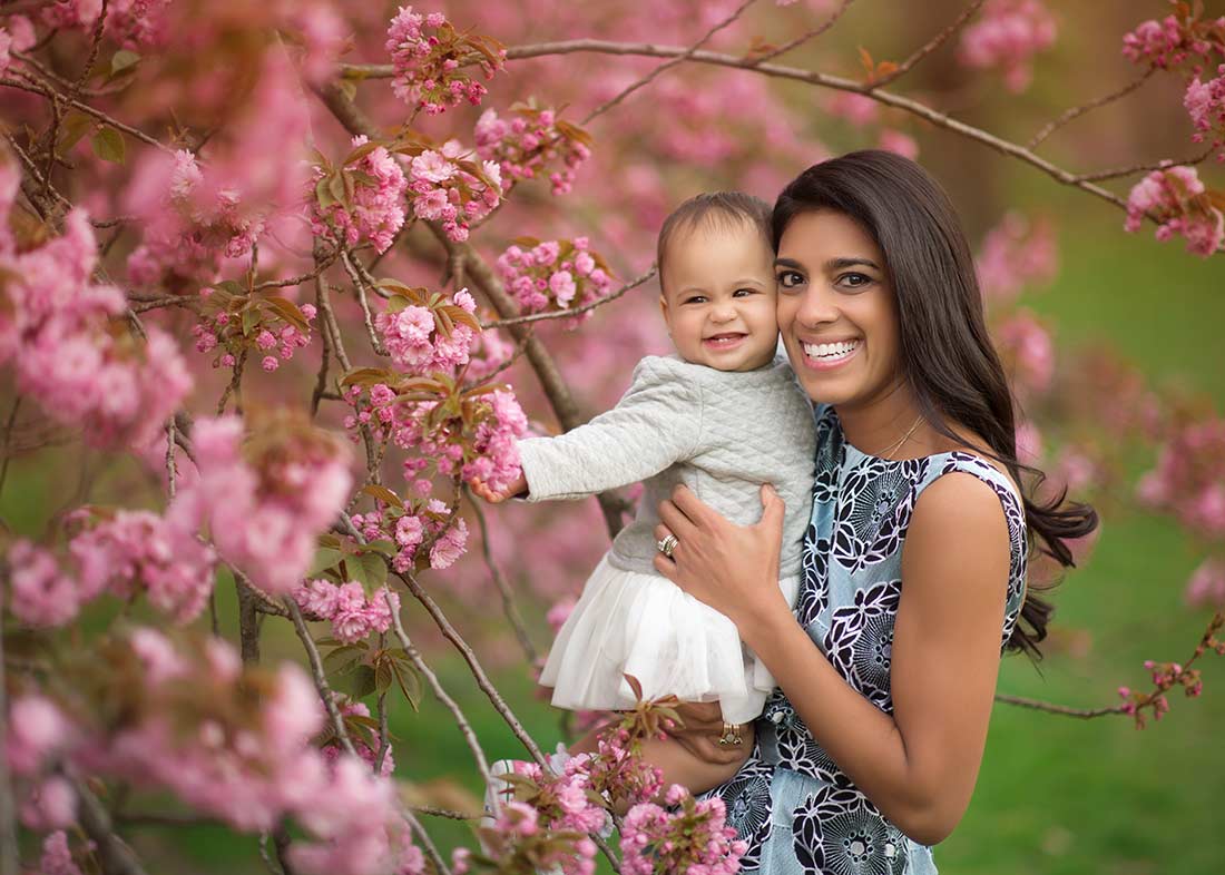 Cherry Blossoms in Central Park with mother & daughter